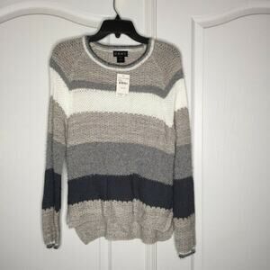 Ceny Women's Pullover Stripe Sweater Medium Oatmeal NEW cozy comfort oversized